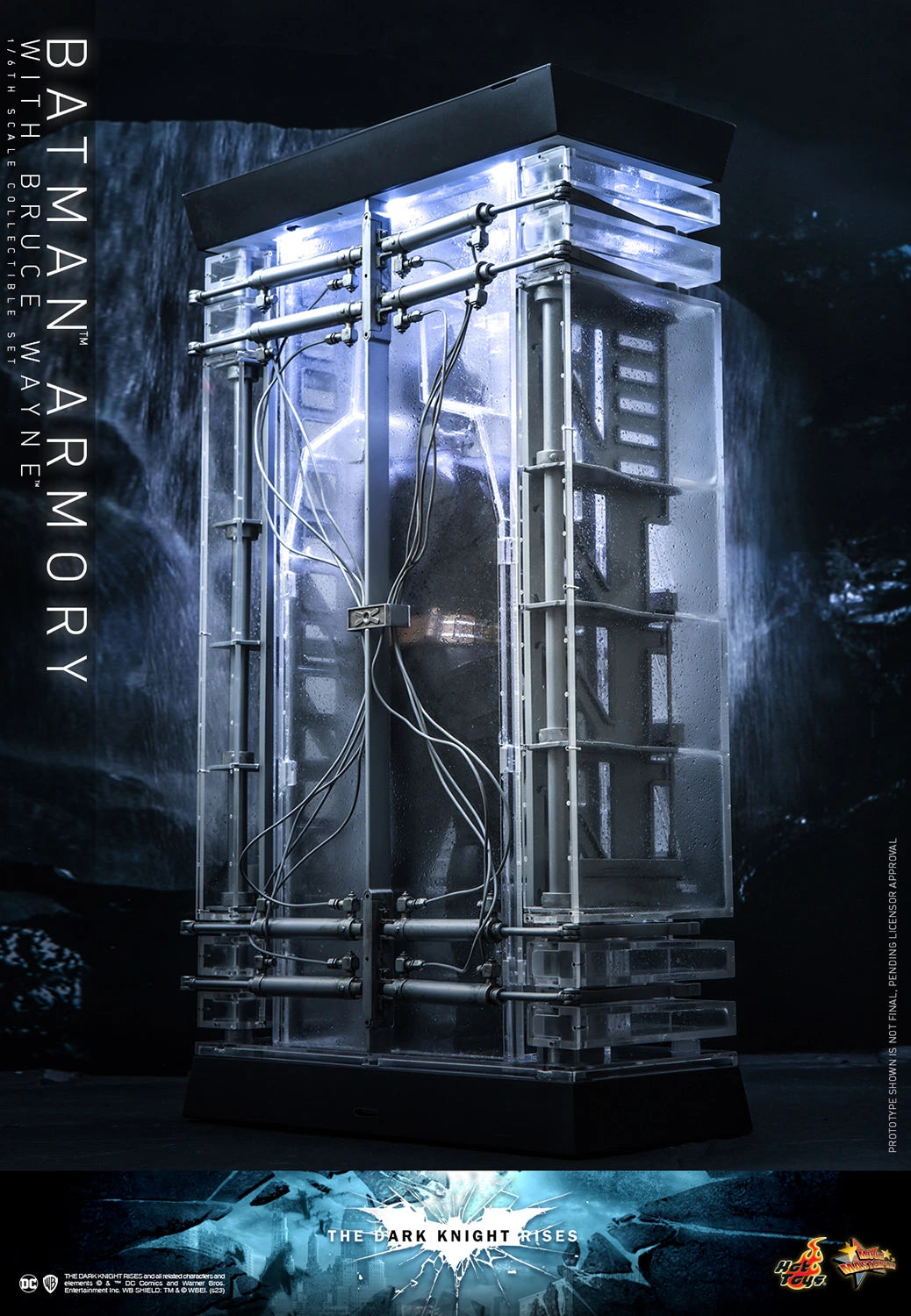 Hot Toys 1/6th Scale Collectible Set of The Dark Knight Rises Batman Armory along with Bruce Wayne Figure