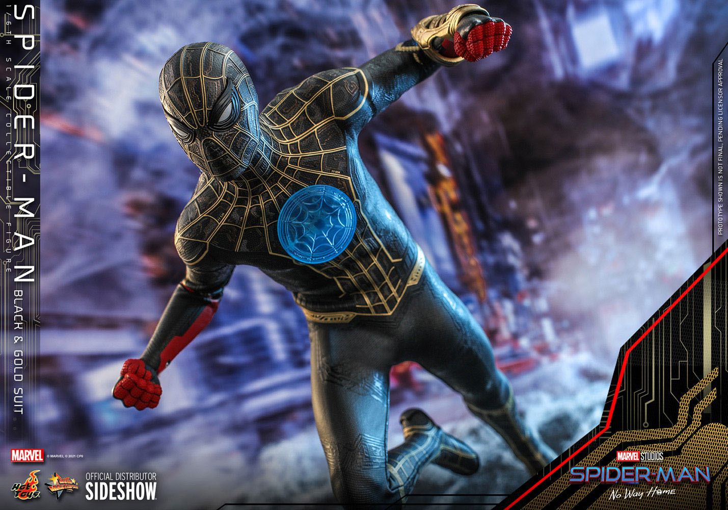Hot Toys 1/6 Scale Movie Masterpiece Spider-Man in Black & Gold Suit from No Way Home