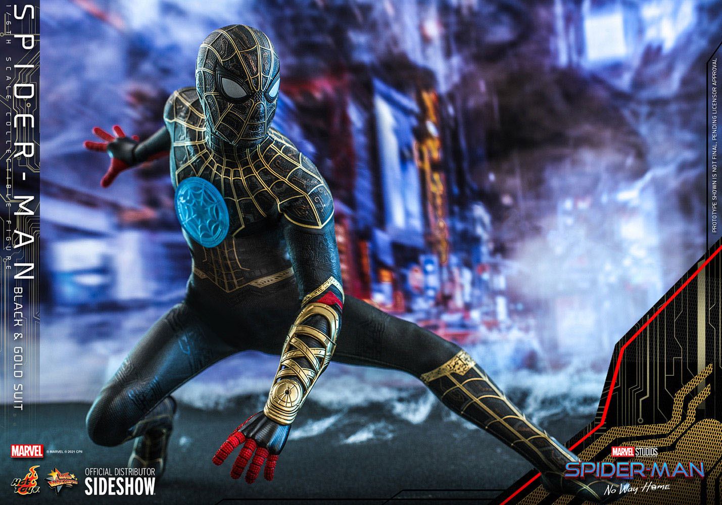 Hot Toys 1/6 Scale Movie Masterpiece Spider-Man in Black & Gold Suit from No Way Home