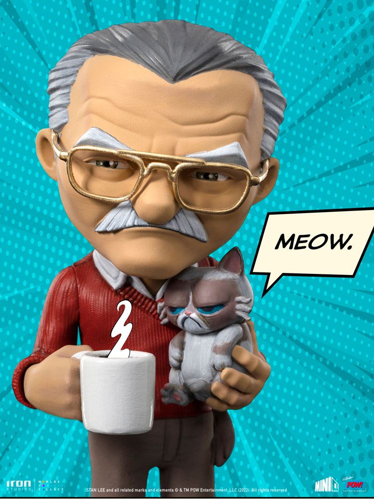 Iron Studios POW! Entertainment MiniCo Collectible Statue Featuring Stan Lee with Grumpy Cat
