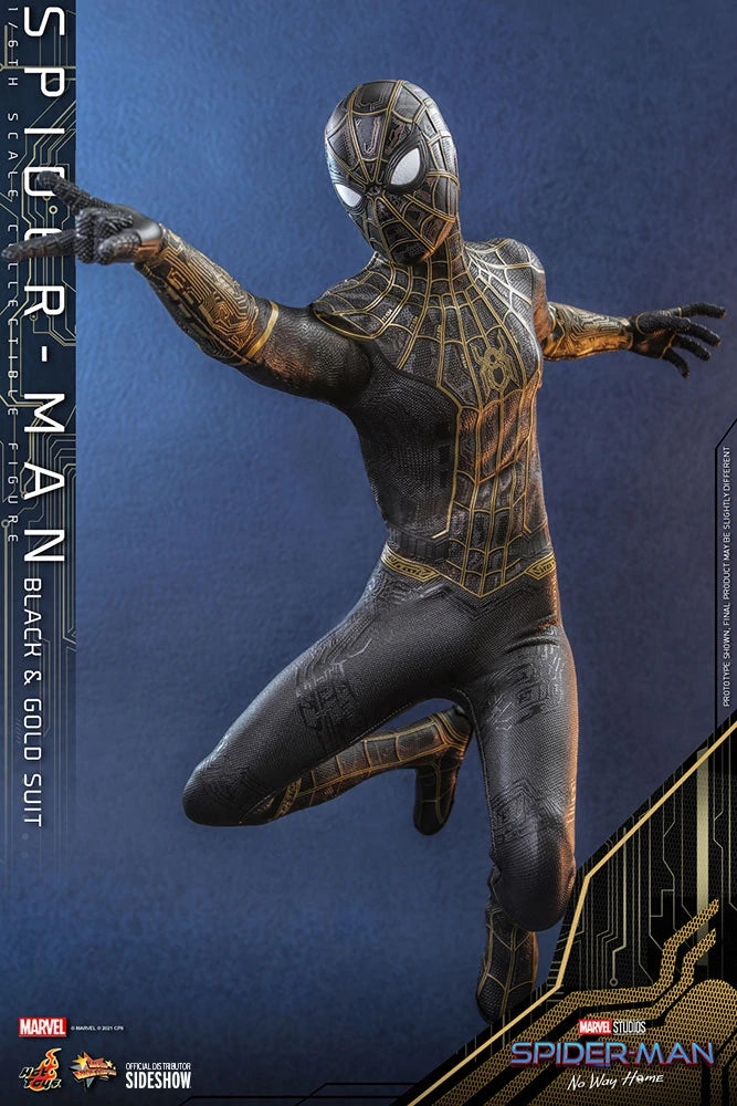 Hot Toys 1/6 Scale Movie Masterpiece Spider-Man in Black & Gold Suit from No Way Home