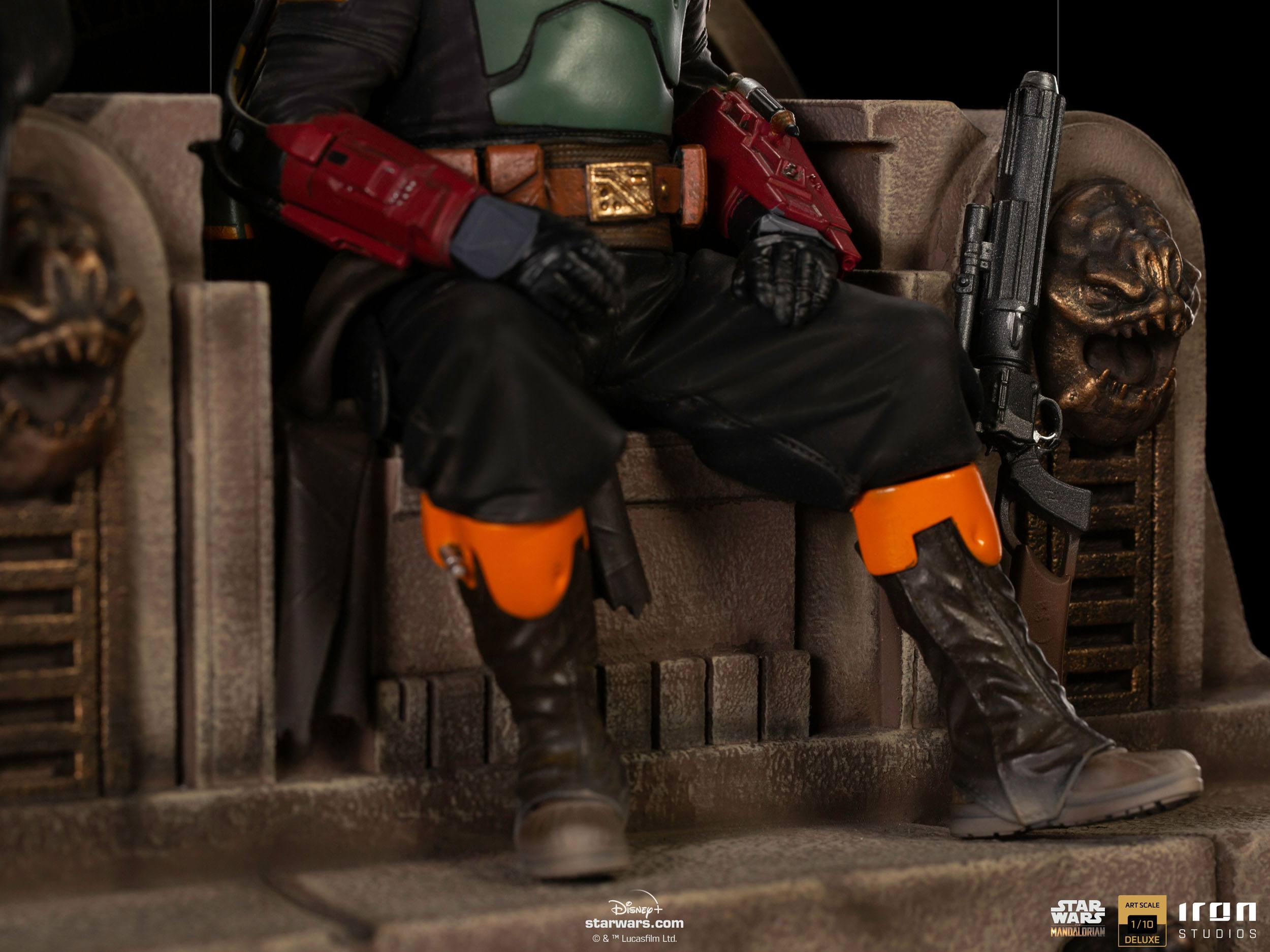 Iron Studios Premium 1/10 Deluxe Art Scale Statue of Boba Fett and Fennec Shand on Throne from Star Wars The Mandalorian