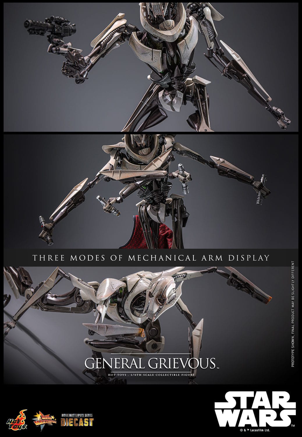 Hot Toys Highly Detailed 1/6th Scale Collectible Figure of General Grievous from Star Wars: Revenge of the Sith