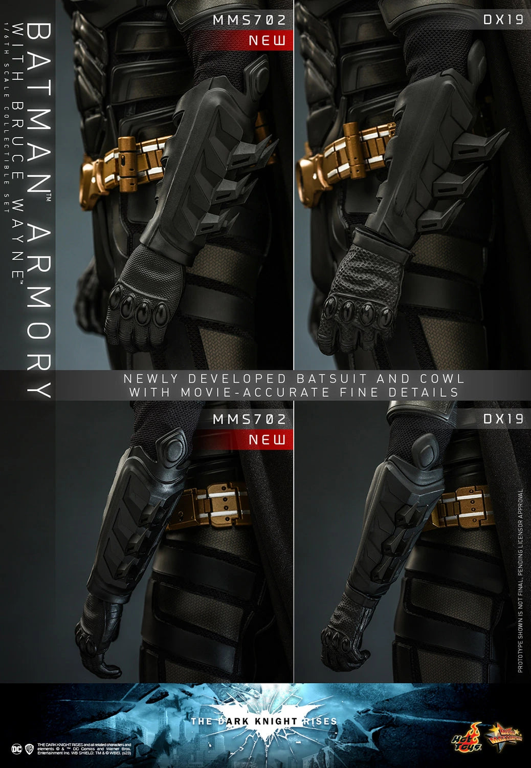 Hot Toys 1/6th Scale Collectible Set of The Dark Knight Rises Batman Armory along with Bruce Wayne Figure