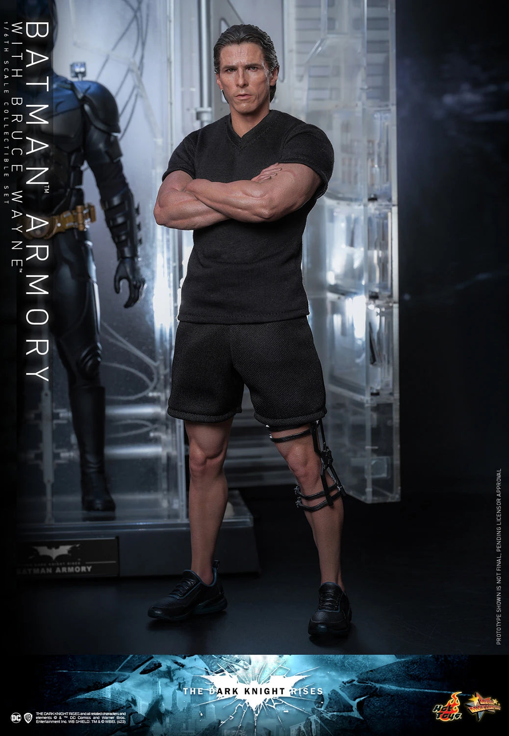 Hot Toys 1/6th Scale Collectible Set of The Dark Knight Rises Batman Armory along with Bruce Wayne Figure