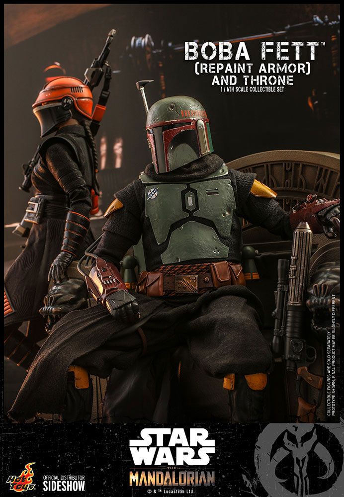 Hot Toys 1/6th Scale Repainted Armor Boba Fett and Throne Figure Set