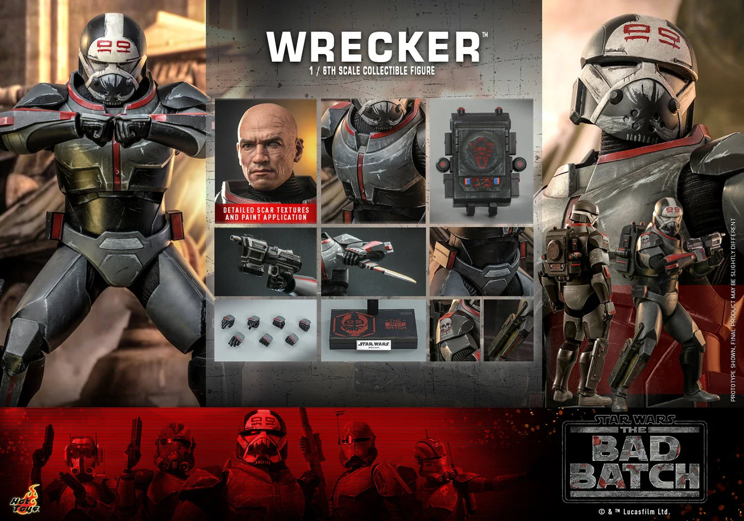 Hot Toys Highly Detailed 1/6th Scale Collectible Figure of Wrecker from Star Wars The Bad Batch
