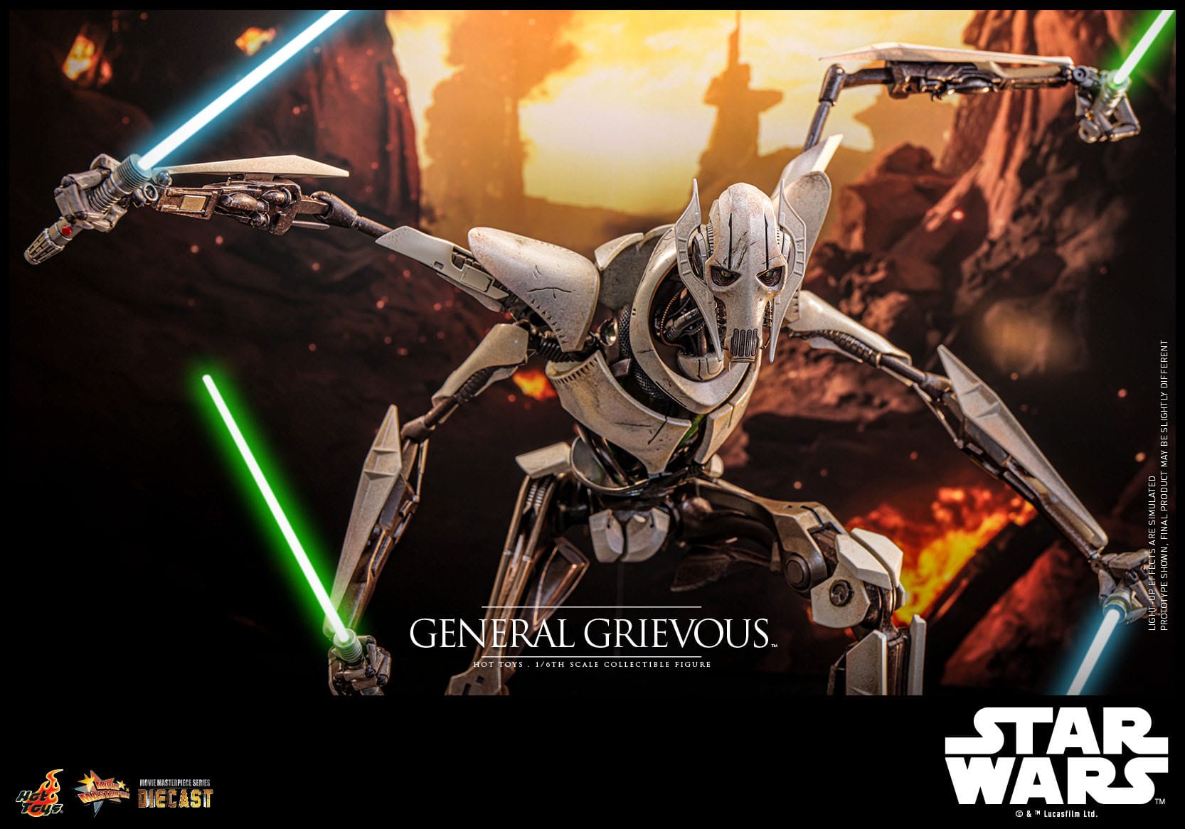Hot Toys Highly Detailed 1/6th Scale Collectible Figure of General Grievous from Star Wars: Revenge of the Sith