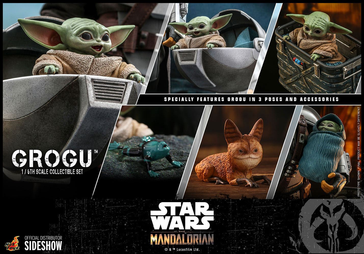 Hot Toys 1/6 Scale Collectible Figure Set of Grogu from Star Wars The Mandalorian