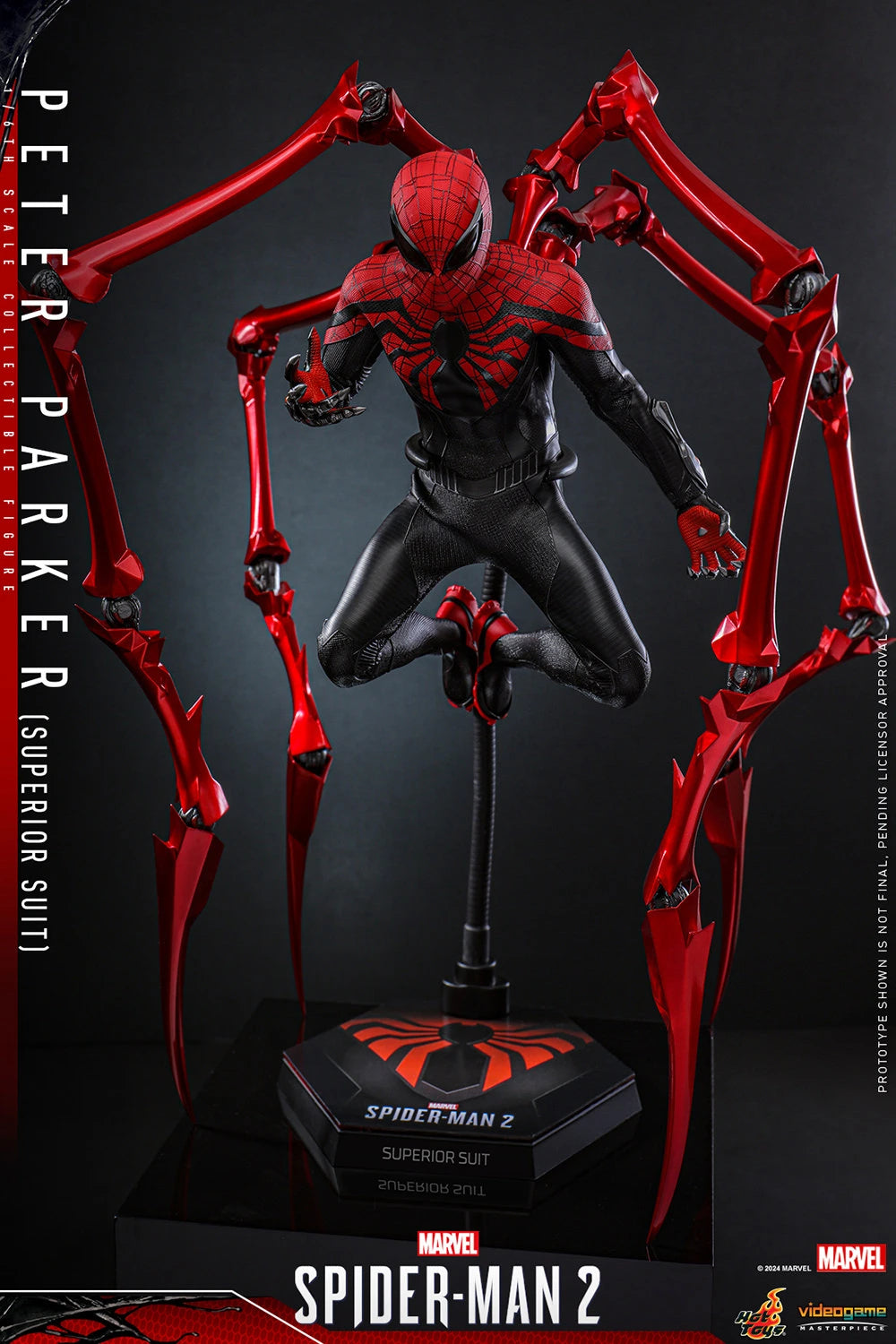 Hot Toys Collectible 1/6th Scale Figure of Marvel's Spider - Man 2 Spider - Man in Superior Suit