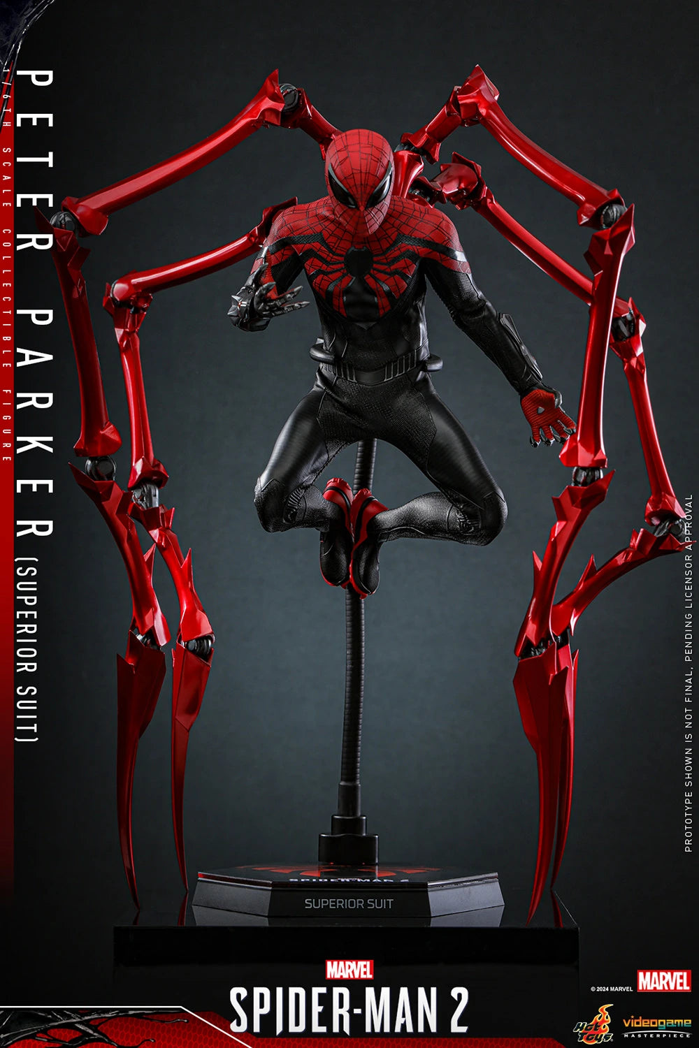 Hot Toys Collectible 1/6th Scale Figure of Marvel's Spider - Man 2 Spider - Man in Superior Suit