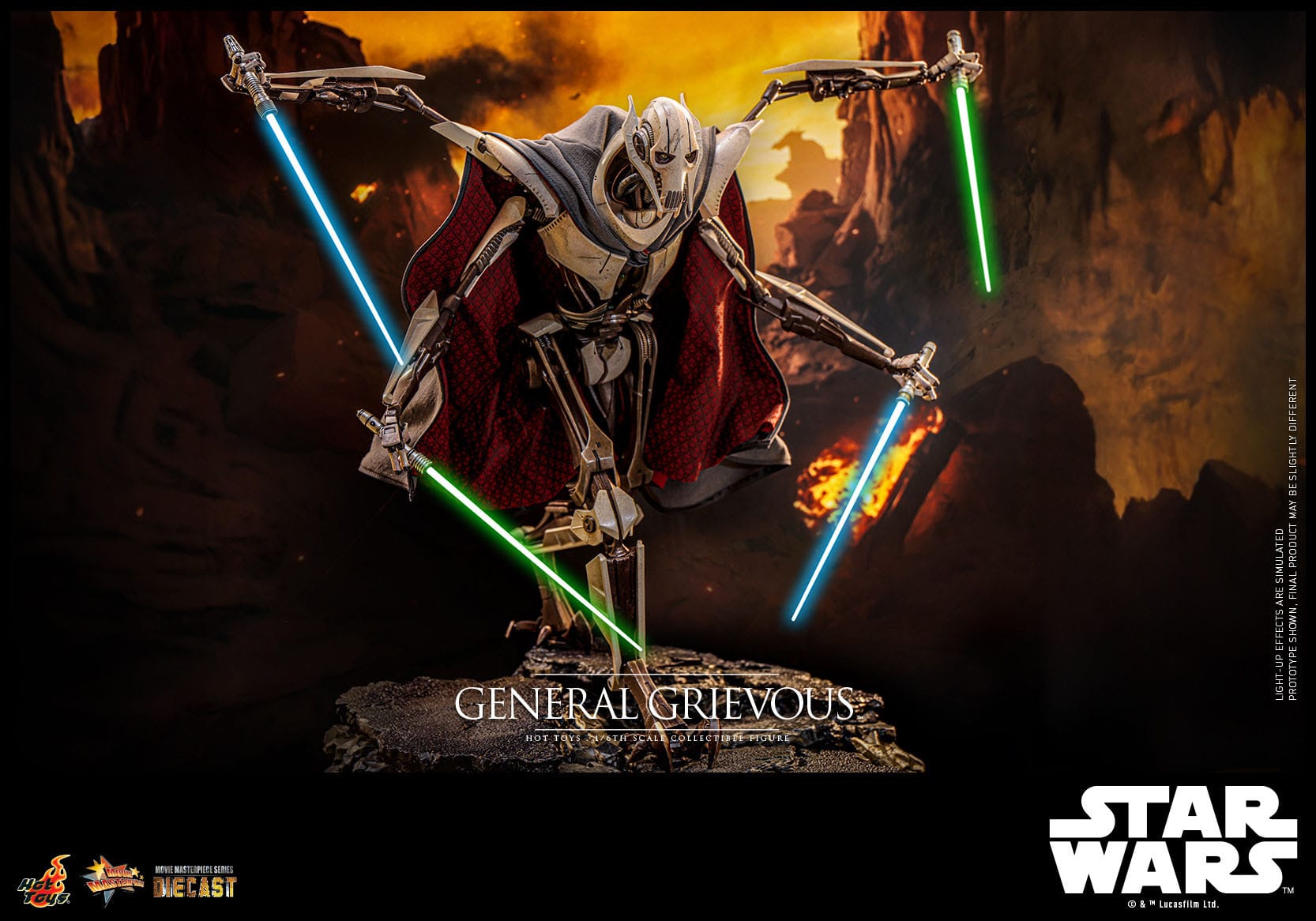 Hot Toys Highly Detailed 1/6th Scale Collectible Figure of General Grievous from Star Wars: Revenge of the Sith