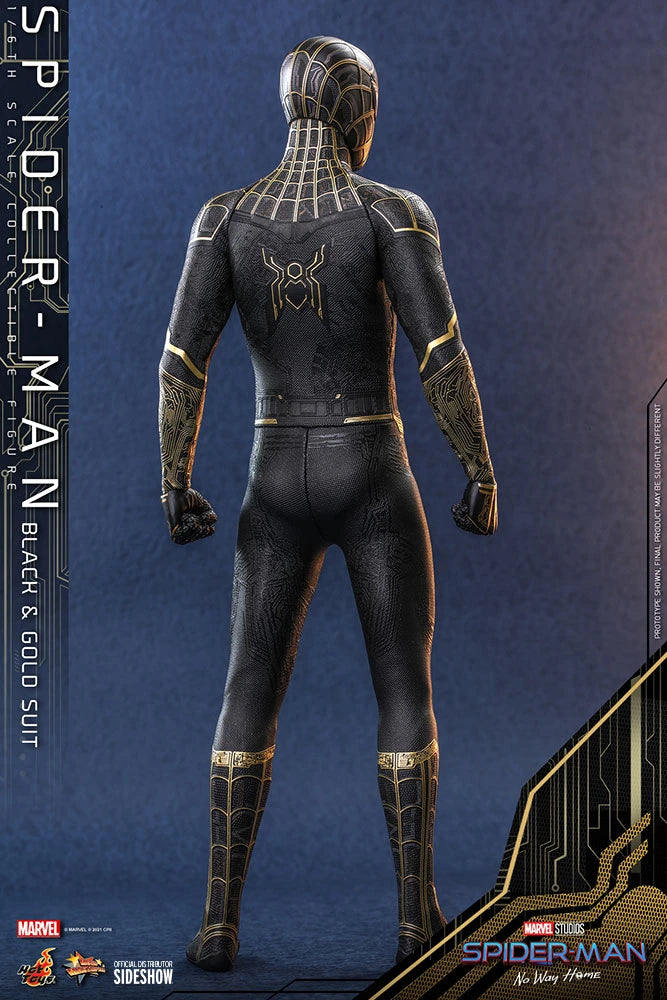 Hot Toys 1/6 Scale Movie Masterpiece Spider-Man in Black & Gold Suit from No Way Home