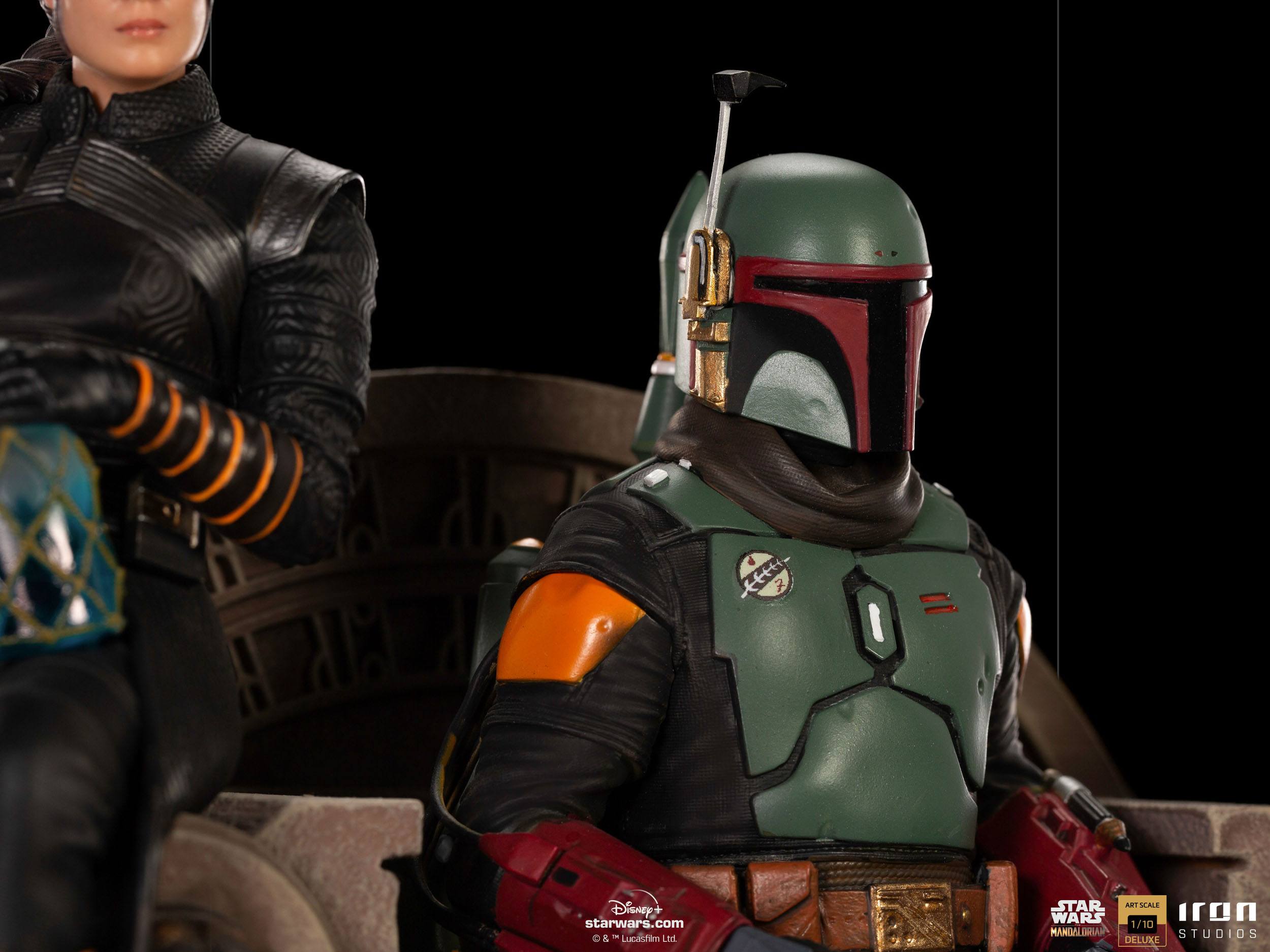 Iron Studios Premium 1/10 Deluxe Art Scale Statue of Boba Fett and Fennec Shand on Throne from Star Wars The Mandalorian