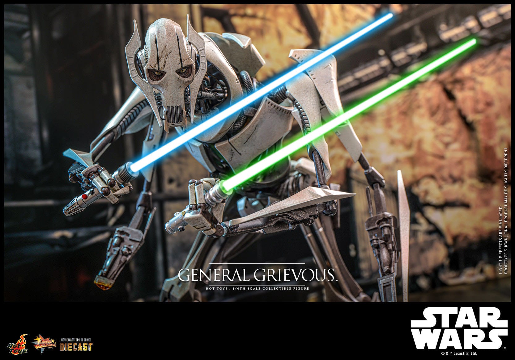 Hot Toys Highly Detailed 1/6th Scale Collectible Figure of General Grievous from Star Wars: Revenge of the Sith
