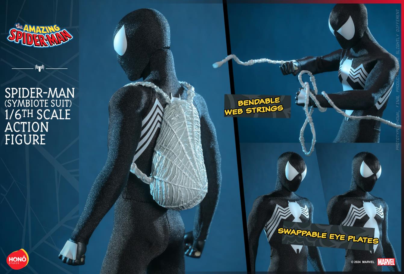 Hot Toys Hono Studio 1/6th Scale Collectible Marvel Spider Man Action Figure with Symbiote Suit