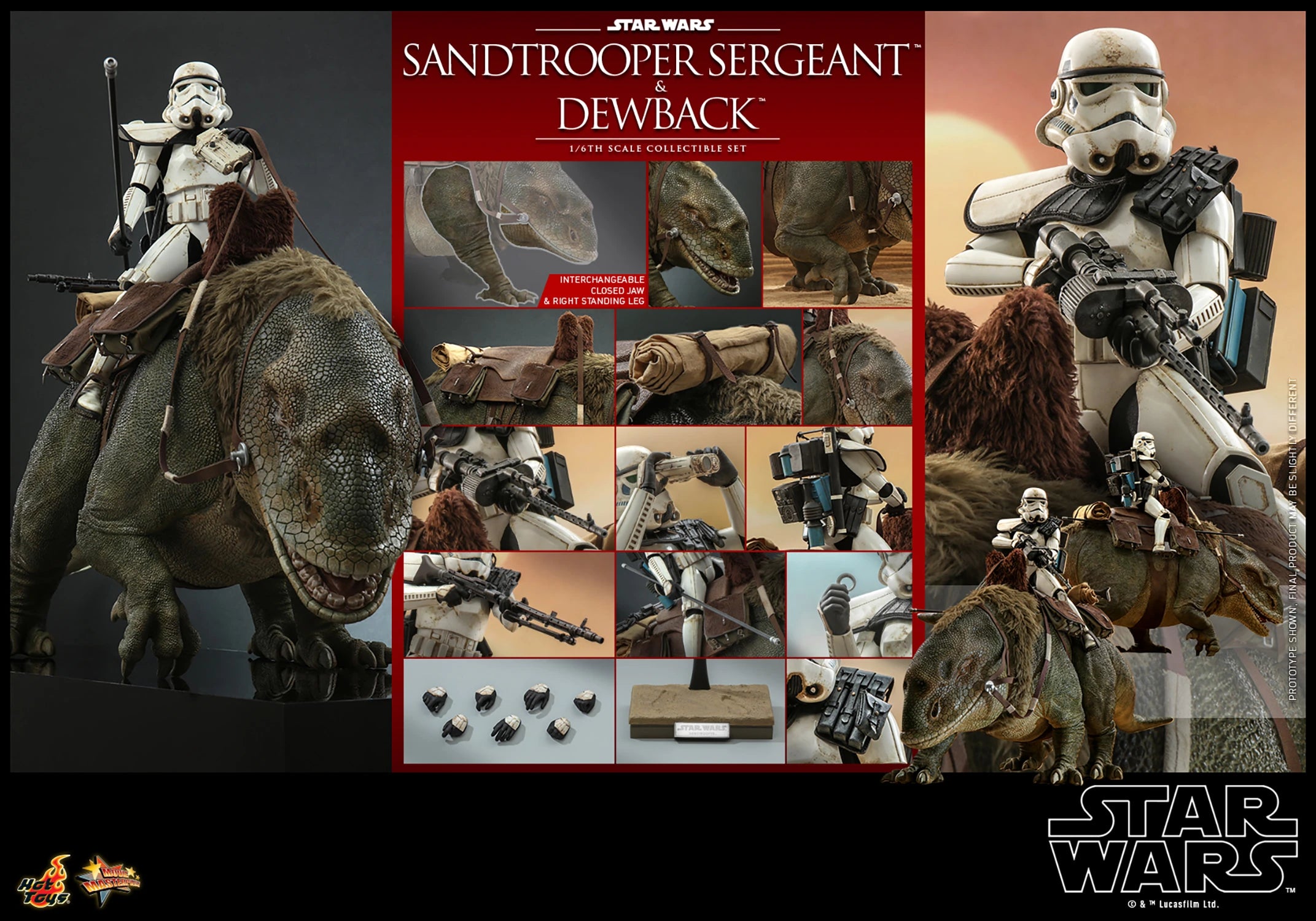 Hot Toys 1/6th Scale Star Wars A New Hope Sandtrooper Sergeant & Dewback Collectible Set