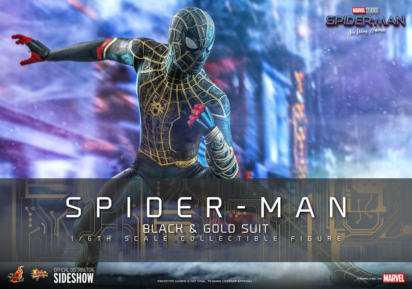 Hot Toys 1/6 Scale Movie Masterpiece Spider-Man in Black & Gold Suit from No Way Home