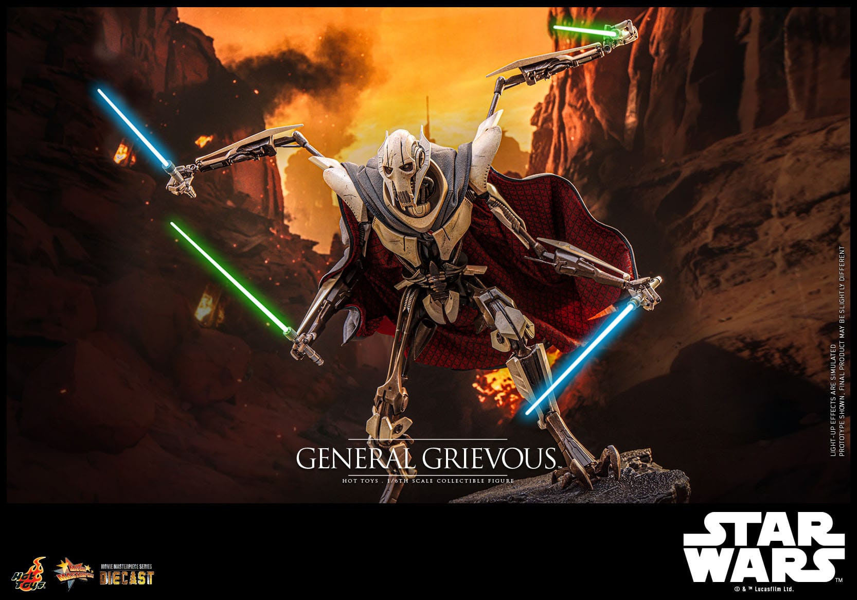 Hot Toys Highly Detailed 1/6th Scale Collectible Figure of General Grievous from Star Wars: Revenge of the Sith
