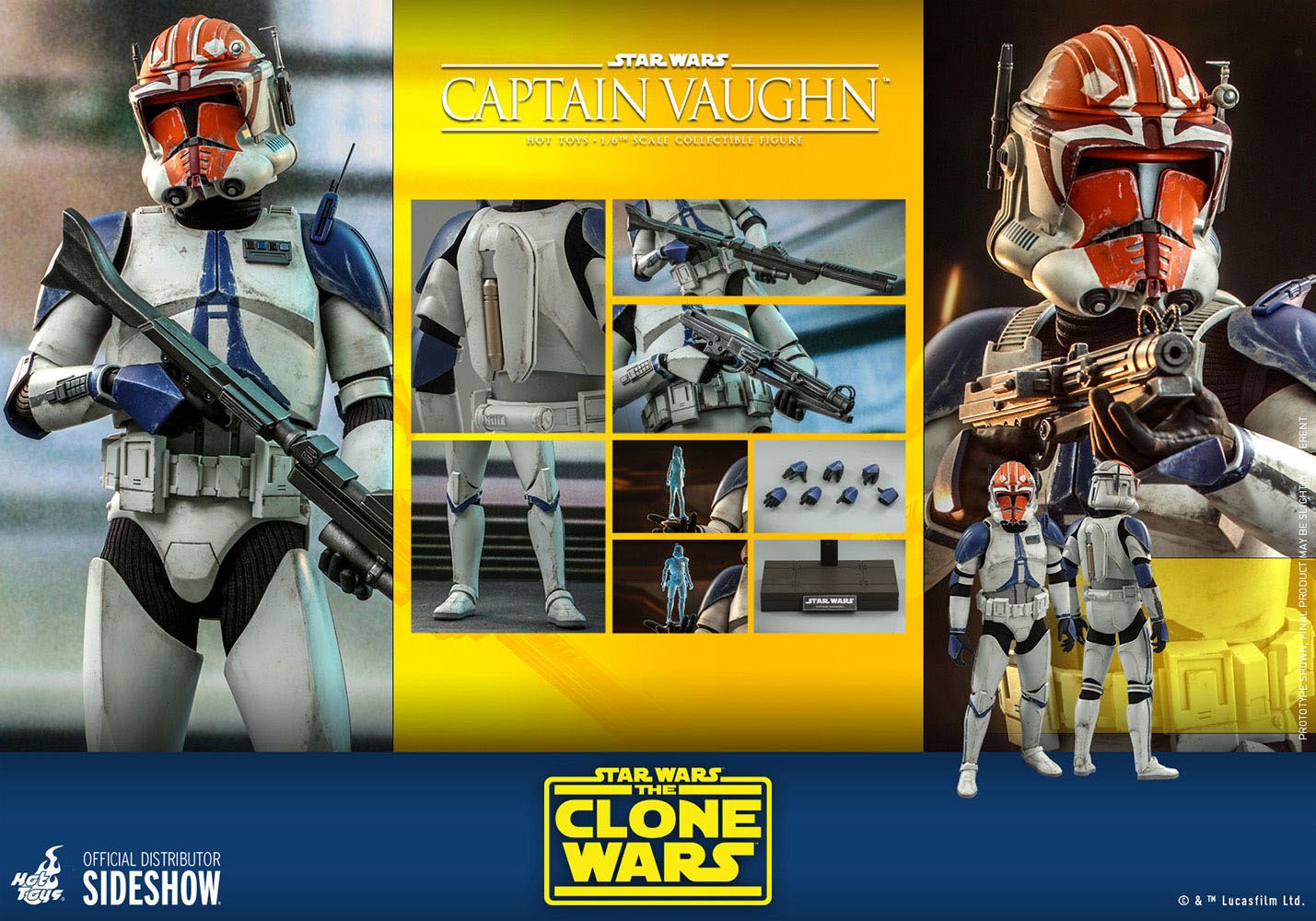 Hot Toys Highly Detailed 1/6th Scale Collectible Figure of Captain Vaughn from Star Wars The Clone Wars
