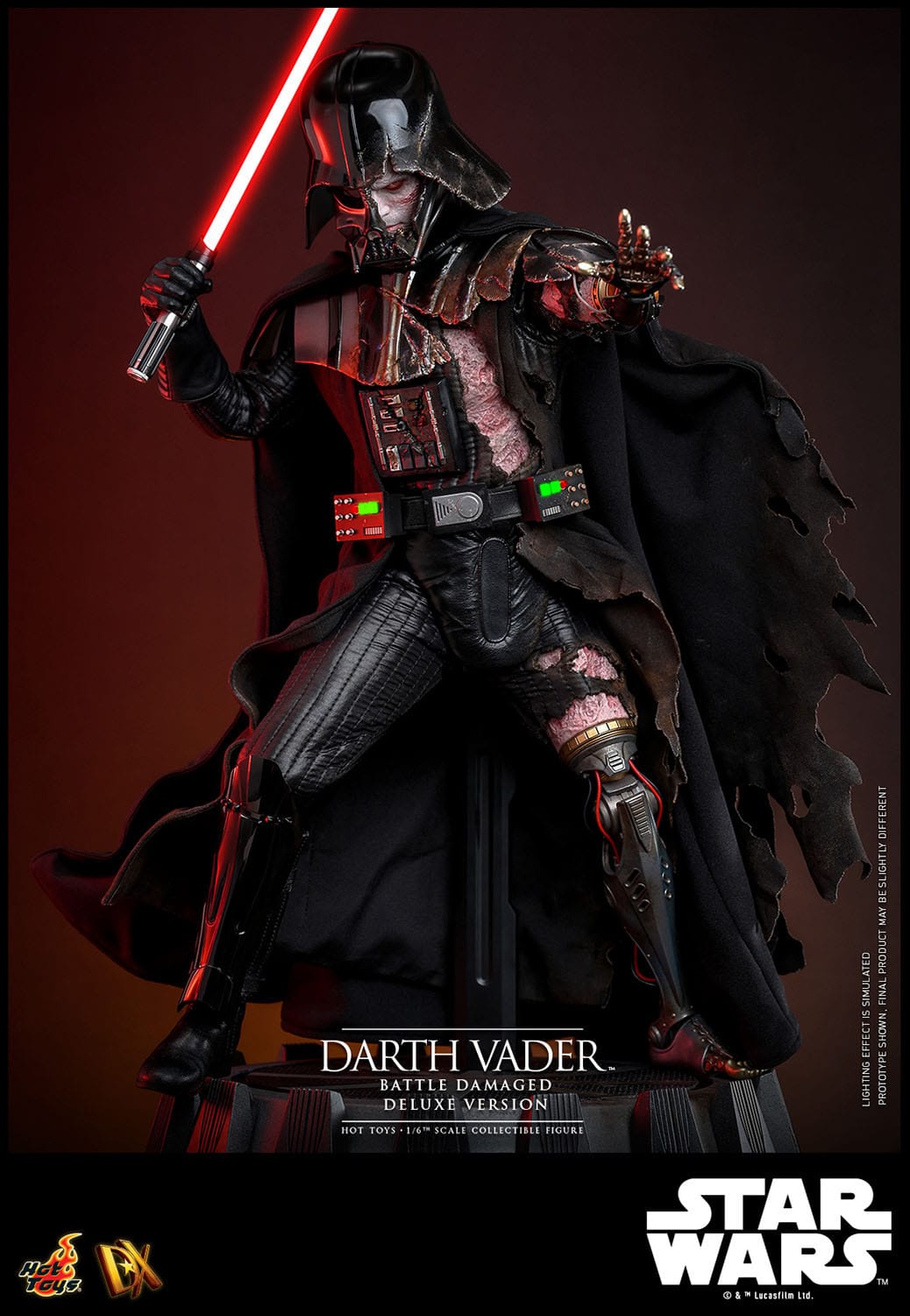 Hot Toys Star Wars Deluxe 1/6th Scale Collectible Action Figure of Battle - Damaged Darth Vader
