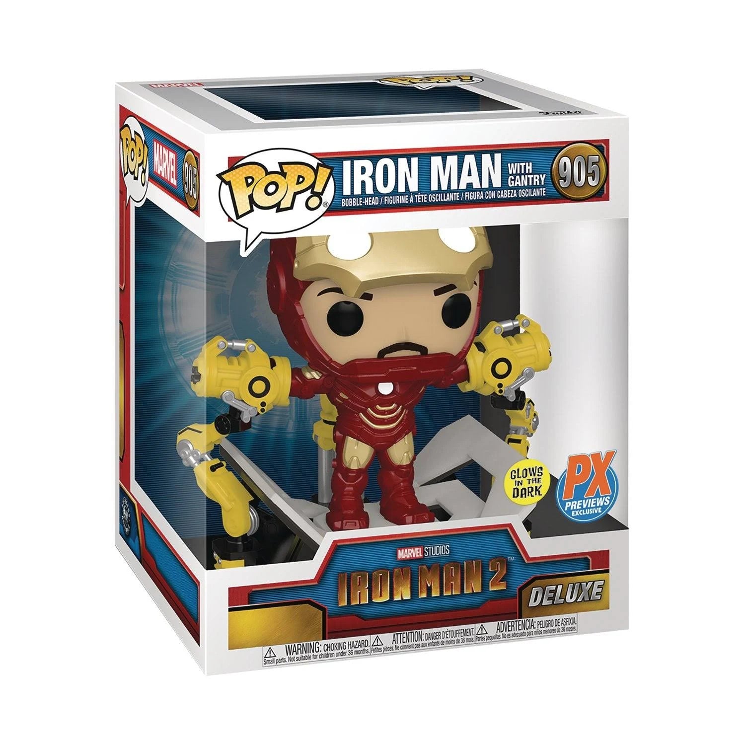 Exclusive Iron Man 2 Iron Man with Gantry (Glow in the Dark) Collectible Funko POP! Figure from PX Previews