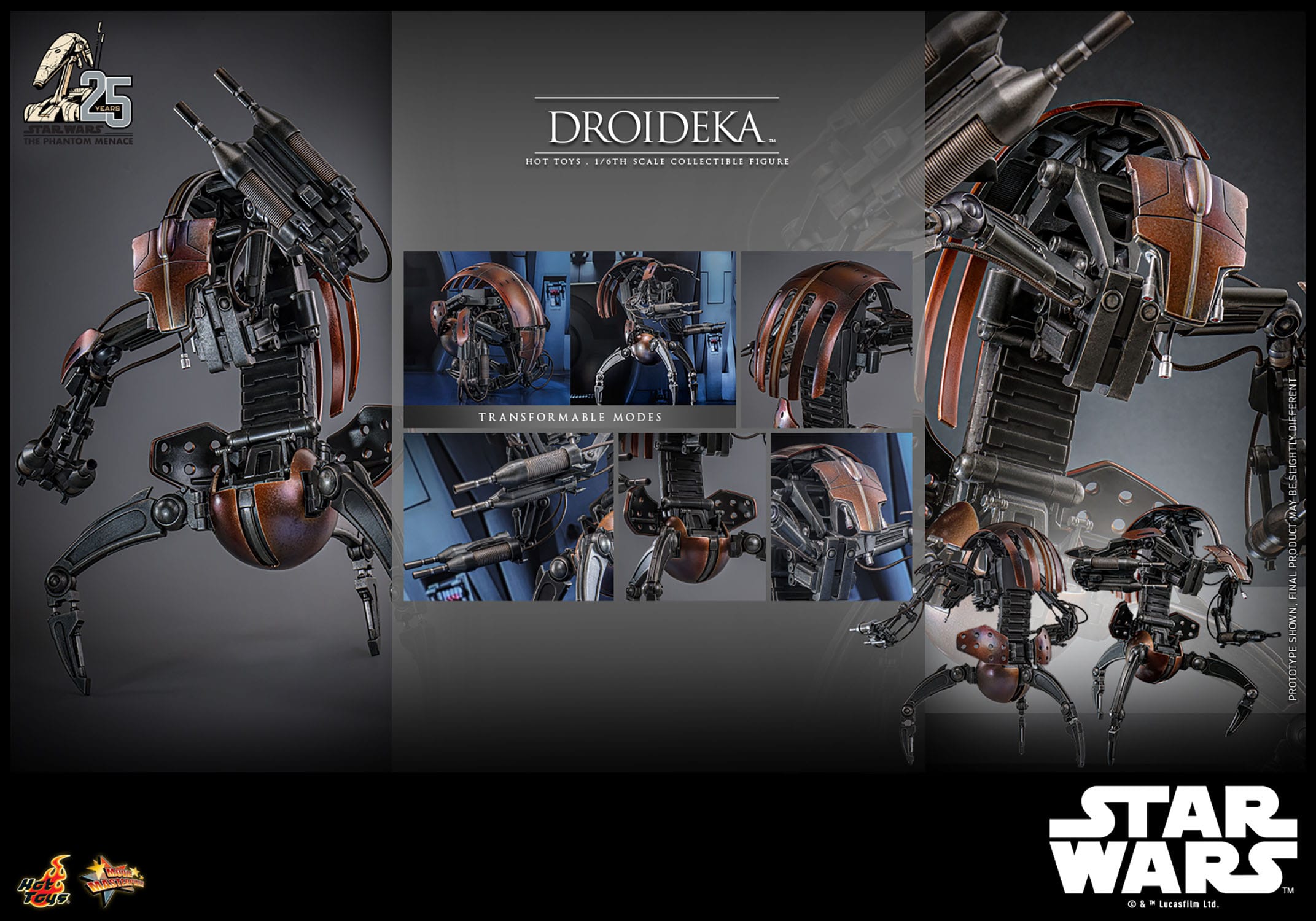 Hot Toys 1/6th Scale Star Wars The Phantom Menace Destructive Droideka Figure