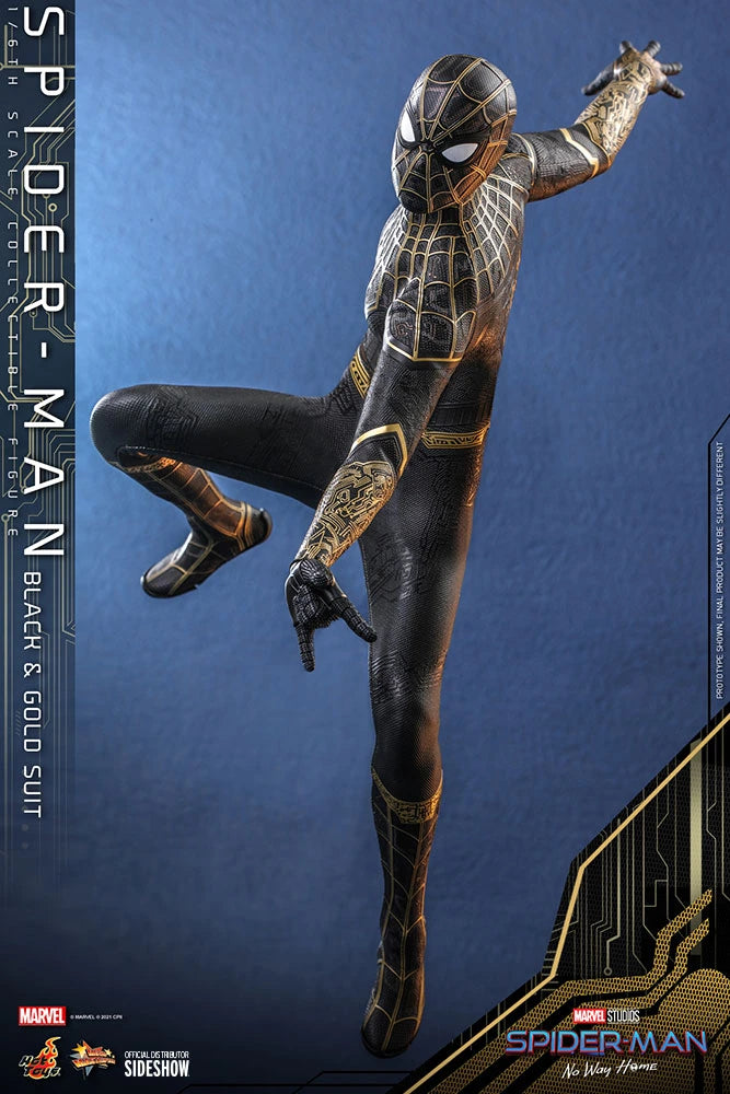 Hot Toys 1/6 Scale Movie Masterpiece Spider-Man in Black & Gold Suit from No Way Home
