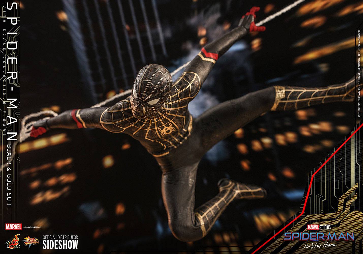 Hot Toys 1/6 Scale Movie Masterpiece Spider-Man in Black & Gold Suit from No Way Home