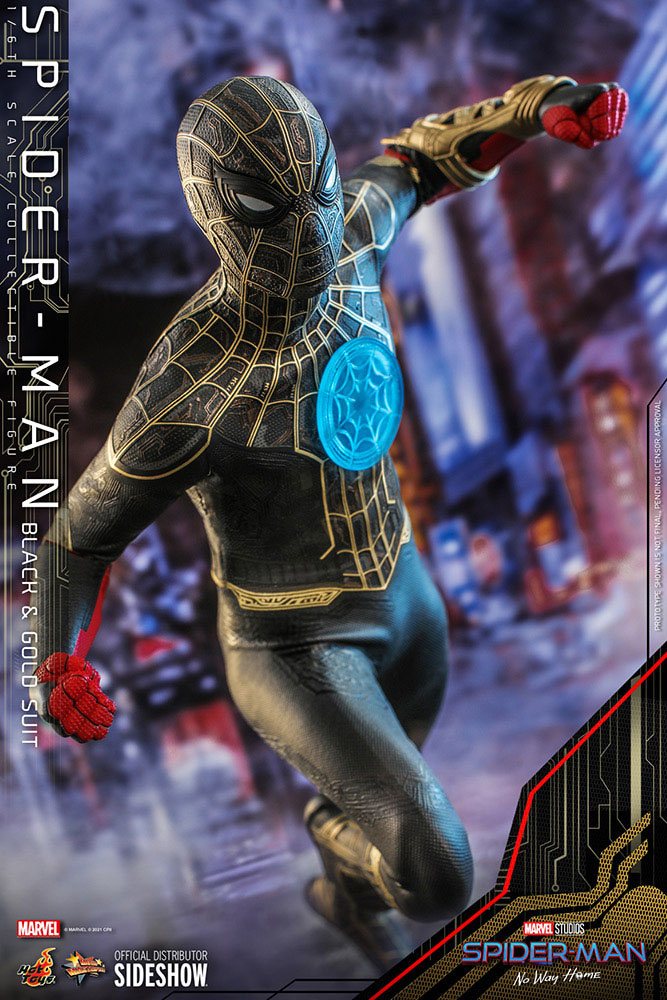 Hot Toys 1/6 Scale Movie Masterpiece Spider-Man in Black & Gold Suit from No Way Home