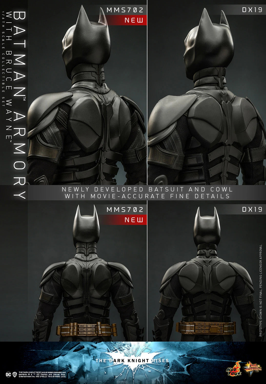 Hot Toys 1/6th Scale Collectible Set of The Dark Knight Rises Batman Armory along with Bruce Wayne Figure