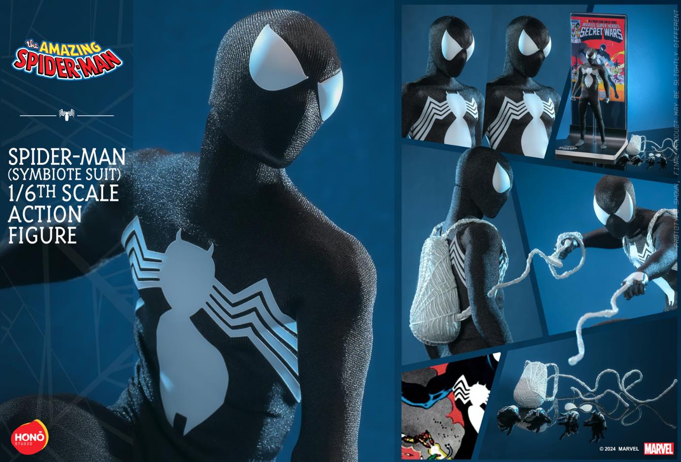 Hot Toys Hono Studio 1/6th Scale Collectible Marvel Spider Man Action Figure with Symbiote Suit
