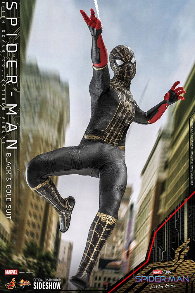 Hot Toys 1/6 Scale Movie Masterpiece Spider-Man in Black & Gold Suit from No Way Home