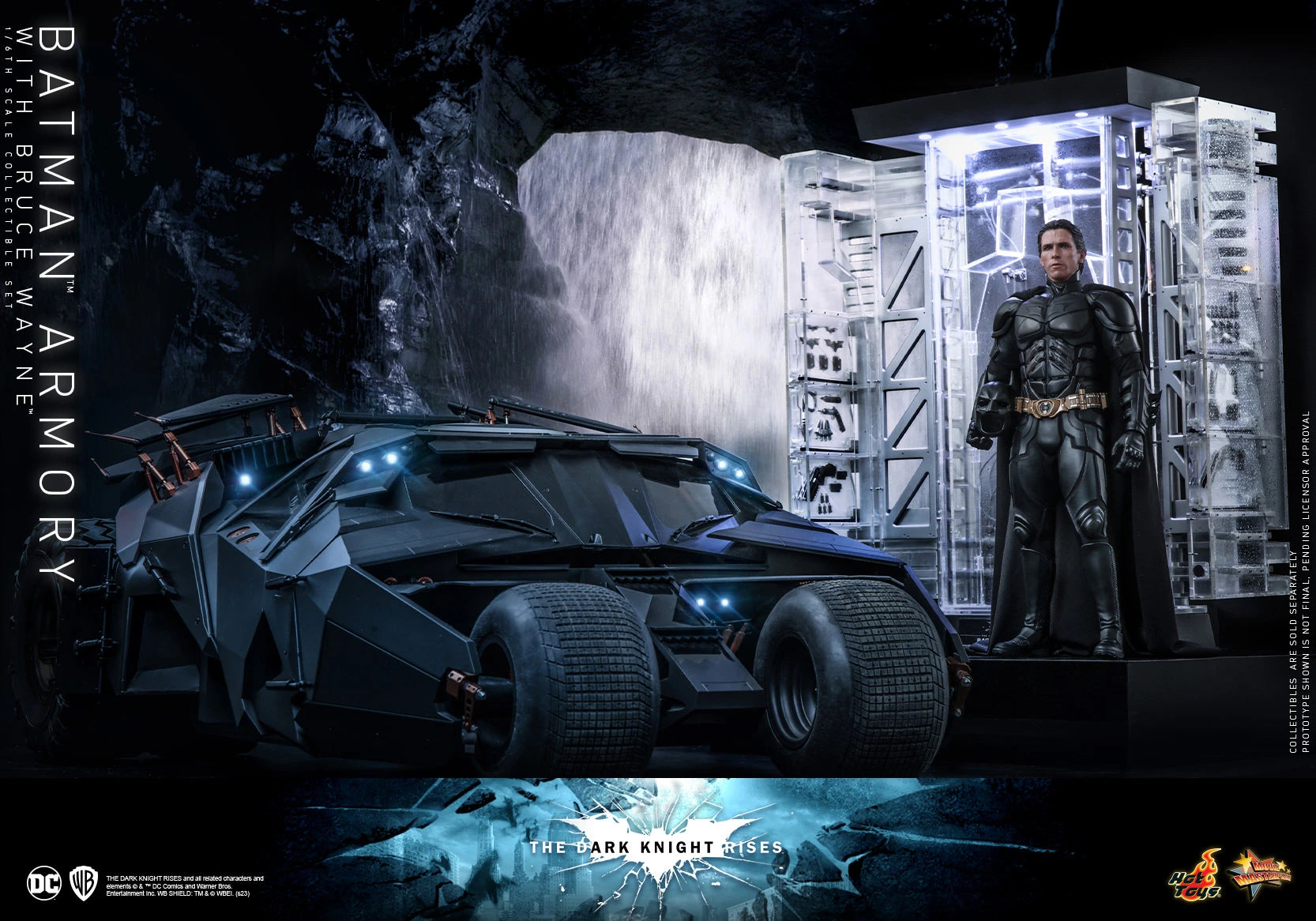 Hot Toys 1/6th Scale Collectible Set of The Dark Knight Rises Batman Armory along with Bruce Wayne Figure