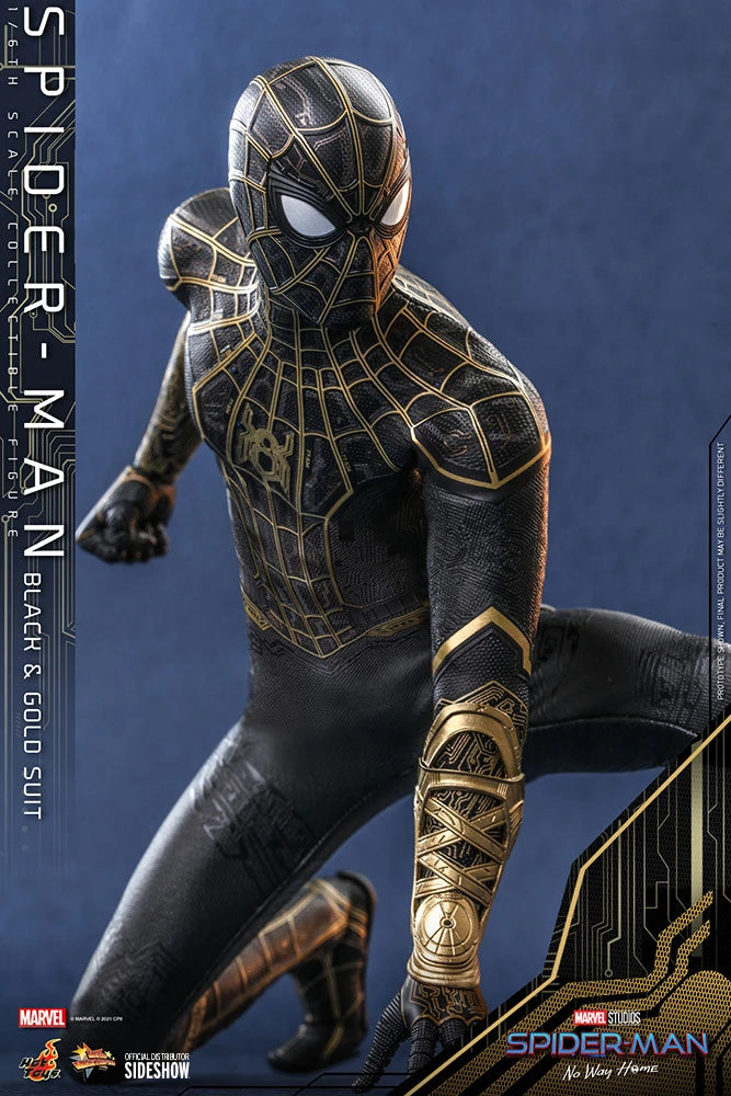 Hot Toys 1/6 Scale Movie Masterpiece Spider-Man in Black & Gold Suit from No Way Home