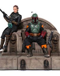 Iron Studios Premium 1/10 Deluxe Art Scale Statue of Boba Fett and Fennec Shand on Throne from Star Wars The Mandalorian