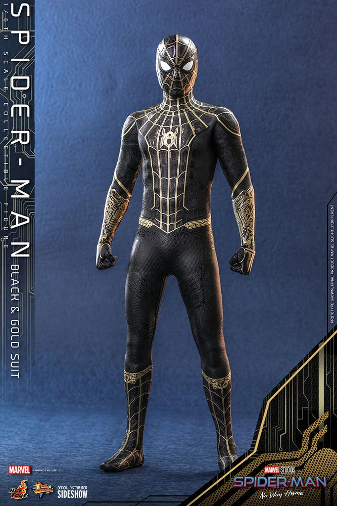 Hot Toys 1/6 Scale Movie Masterpiece Spider-Man in Black & Gold Suit from No Way Home