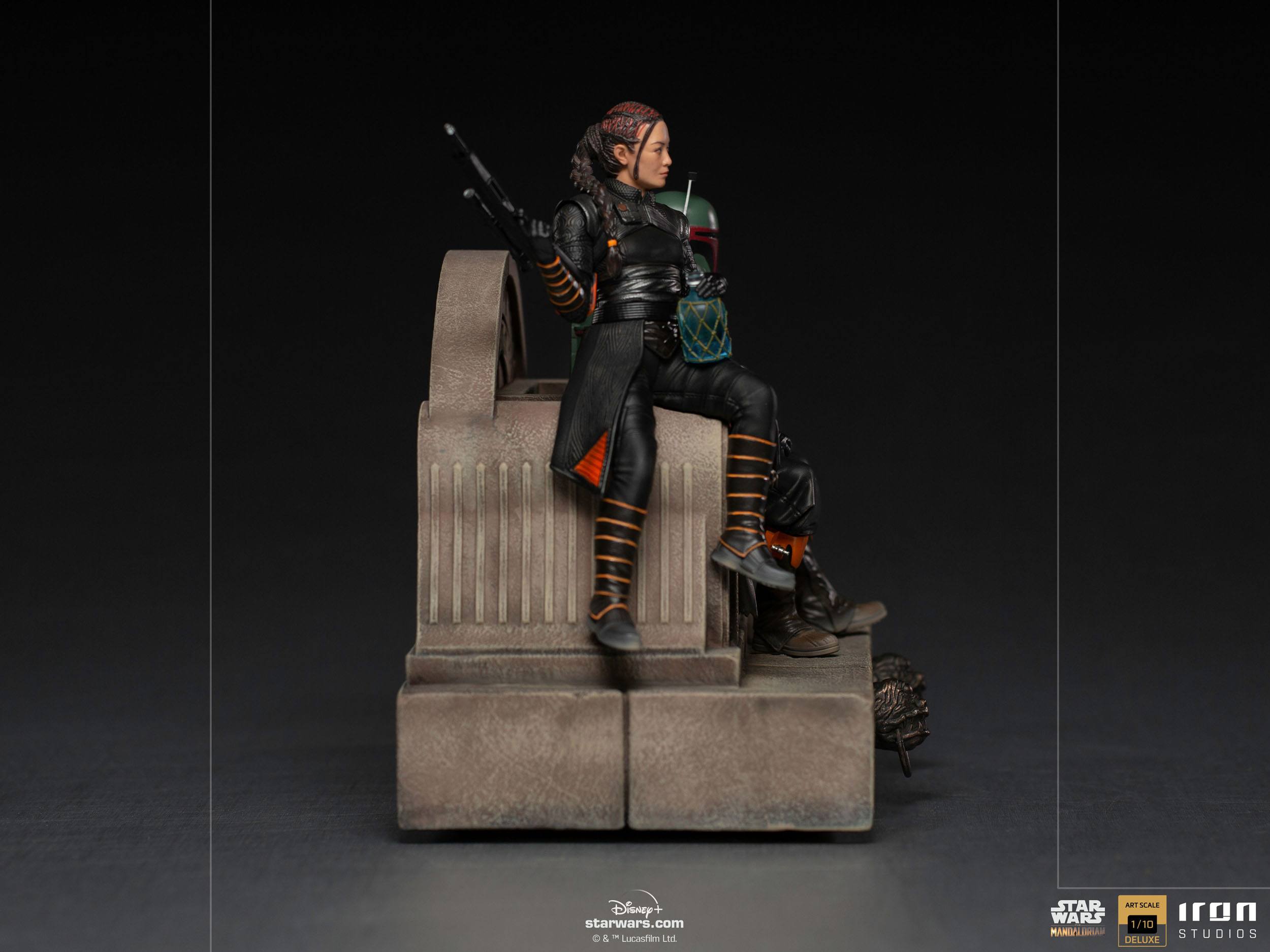 Iron Studios Premium 1/10 Deluxe Art Scale Statue of Boba Fett and Fennec Shand on Throne from Star Wars The Mandalorian