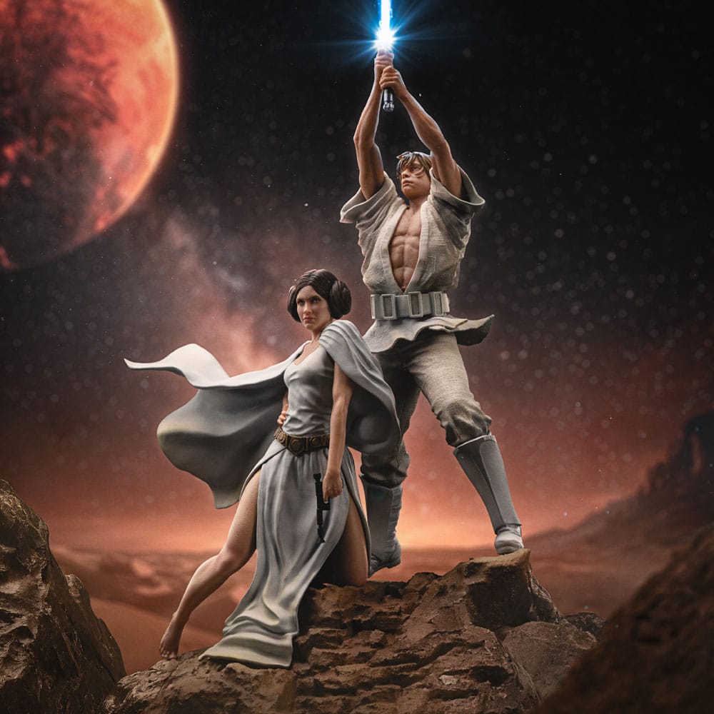 Iron Studio Star Wars: A New Hope Deluxe 1/10 Art Scale Limited Edition Collectible Statue of Luke Skywalker and Princess Leia Organa