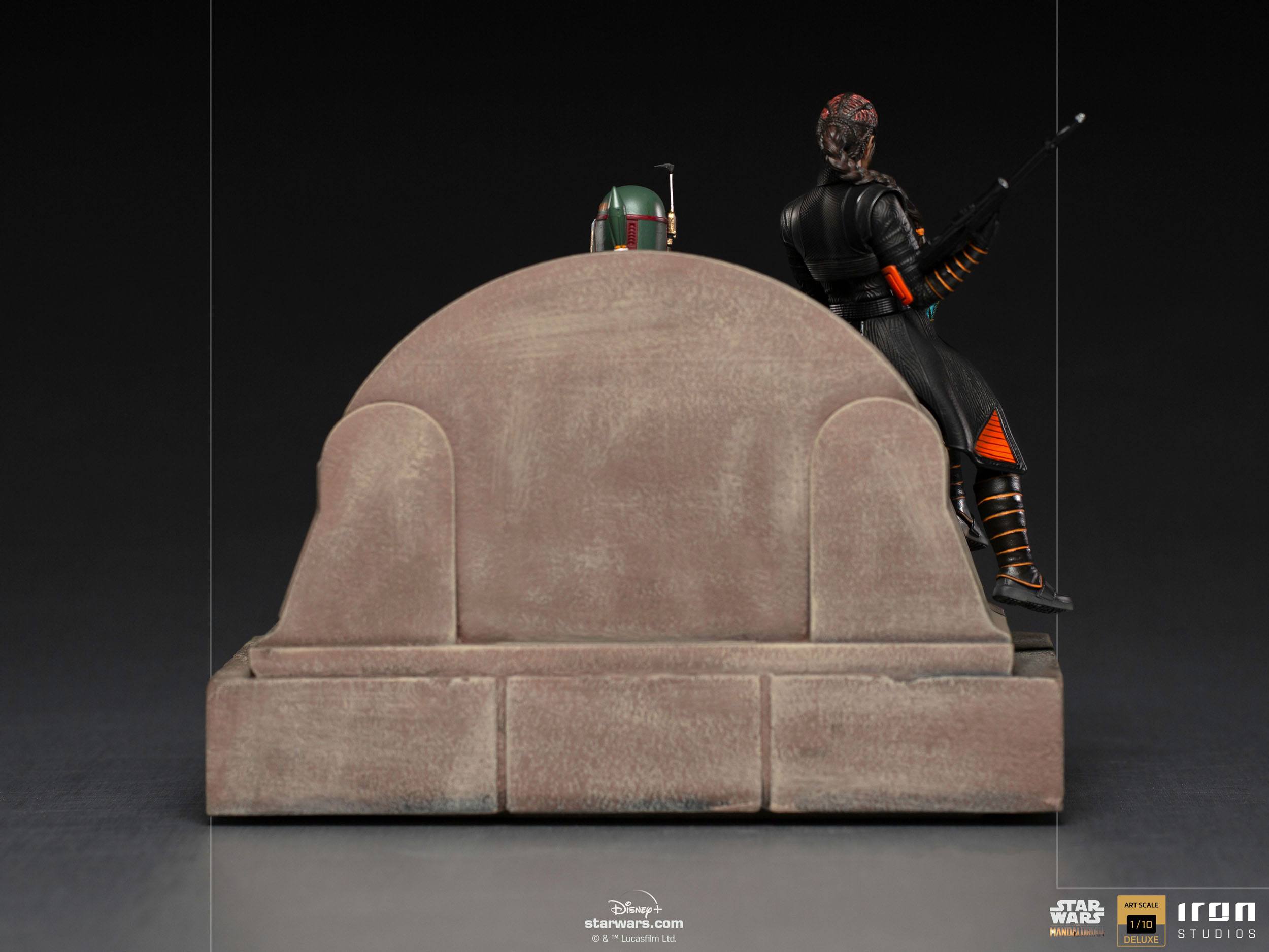 Iron Studios Premium 1/10 Deluxe Art Scale Statue of Boba Fett and Fennec Shand on Throne from Star Wars The Mandalorian