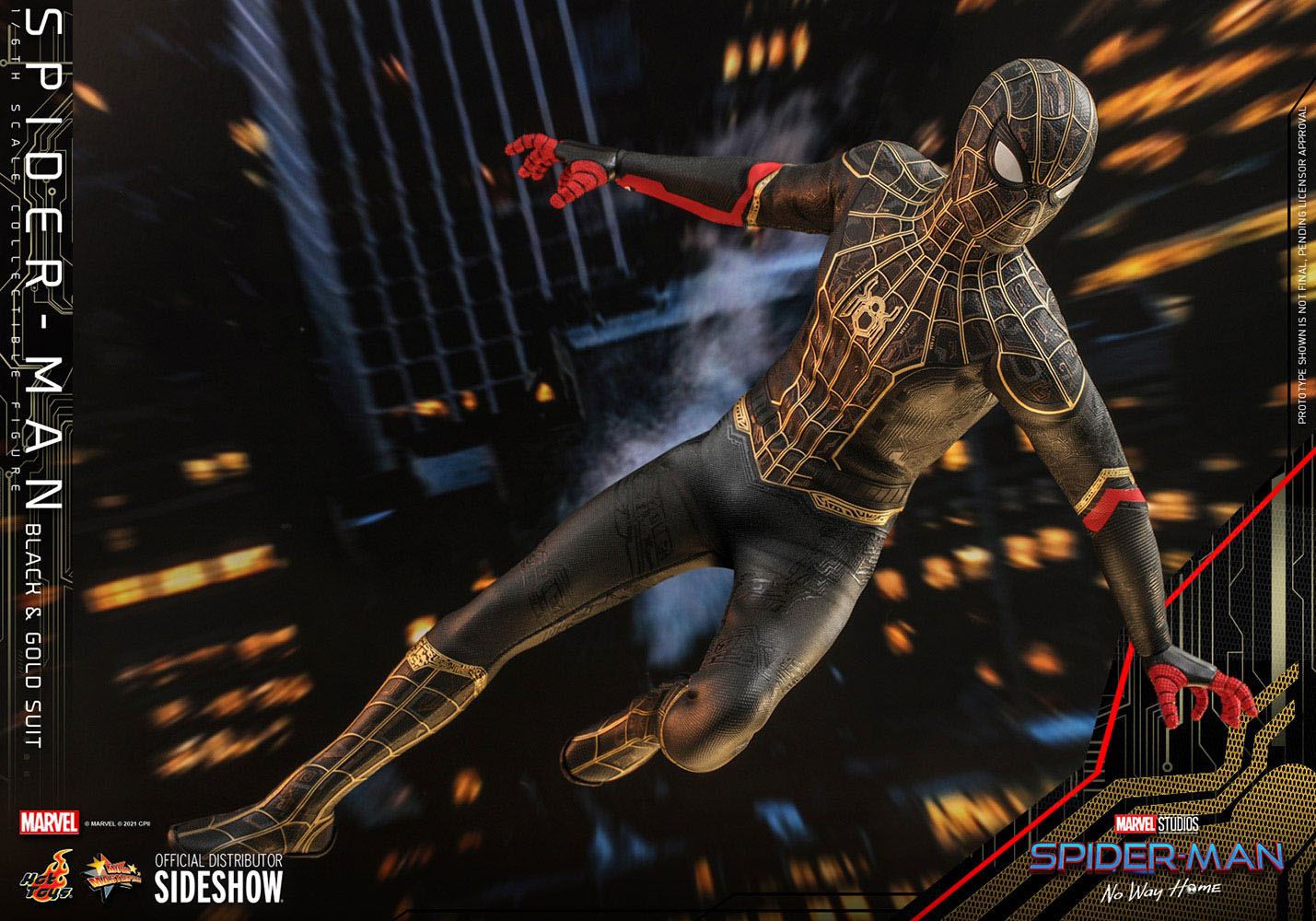 Hot Toys 1/6 Scale Movie Masterpiece Spider-Man in Black & Gold Suit from No Way Home