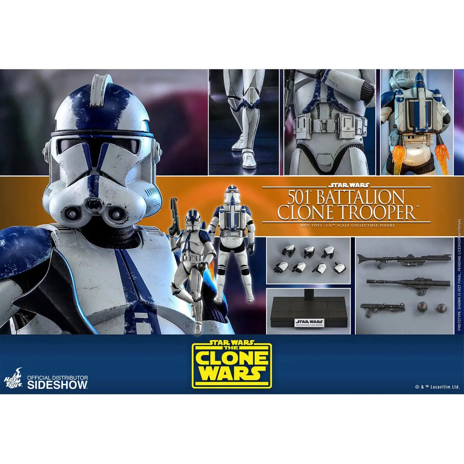 Hot Toys 1/6 Scale Action Figure Collectible - Star Wars The Clone Wars 501st Battalion Clone Trooper