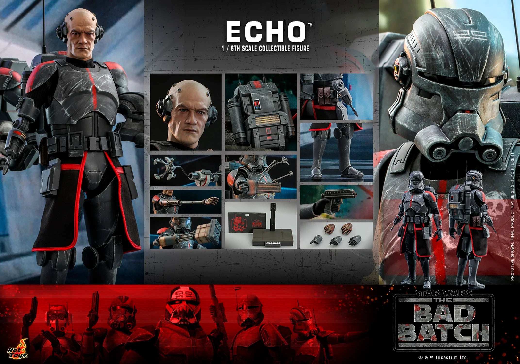 Hot Toys 1/6th Scale Collectible Star Wars The Bad Batch Echo Action Figure