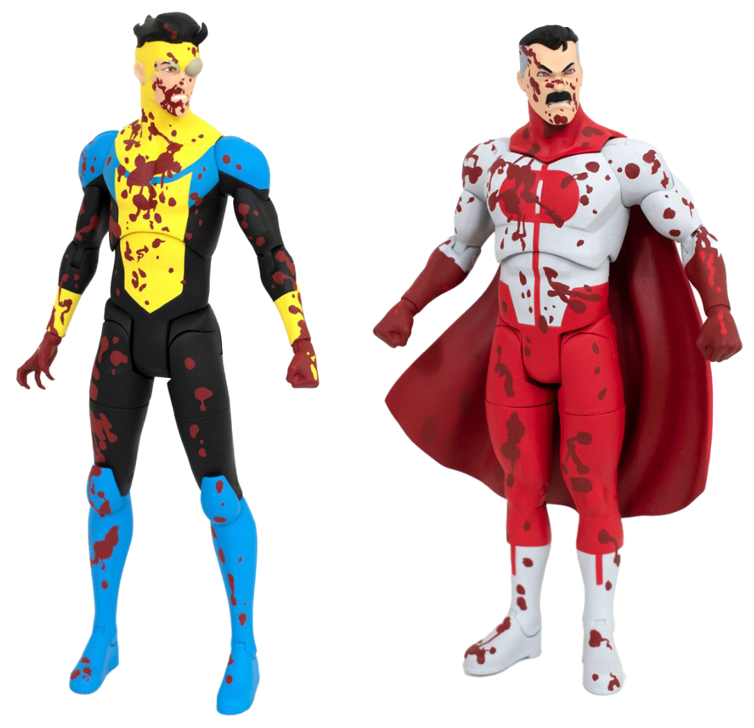 Exclusive Pre - Order Invincible Bloody Omni - Man and Invincible Deluxe 7 - Inch Scale Action Figure Two - Pack, Expected Arrival January - March