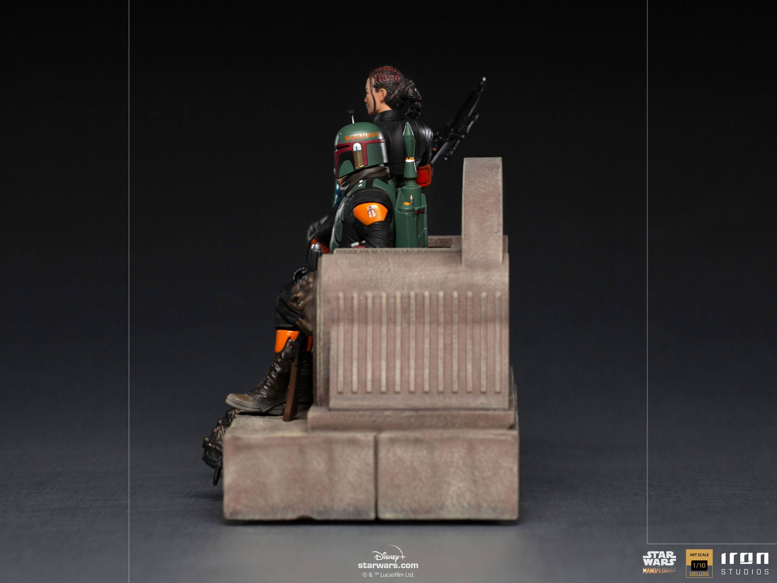 Iron Studios Premium 1/10 Deluxe Art Scale Statue of Boba Fett and Fennec Shand on Throne from Star Wars The Mandalorian