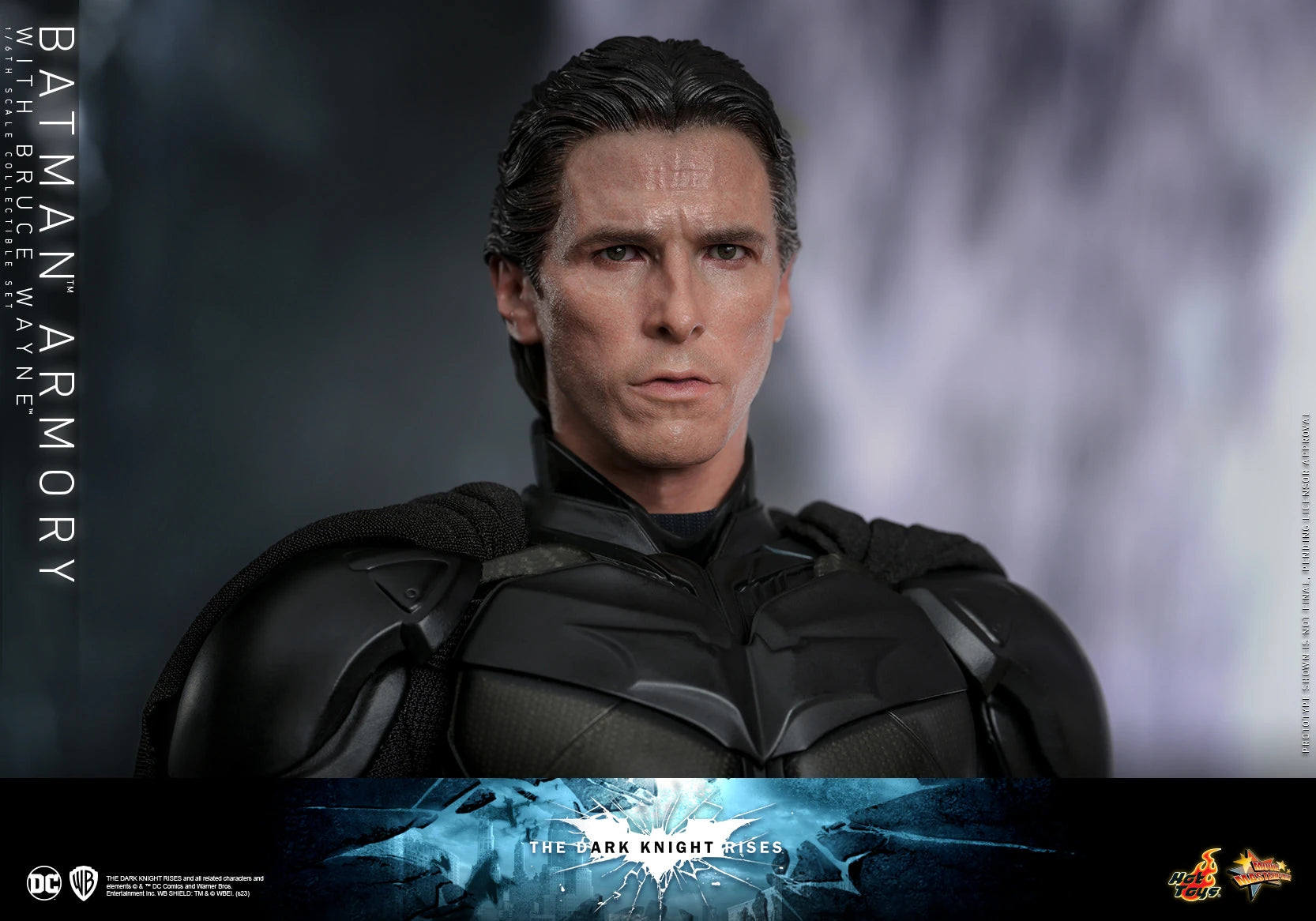 Hot Toys 1/6th Scale Collectible Set of The Dark Knight Rises Batman Armory along with Bruce Wayne Figure