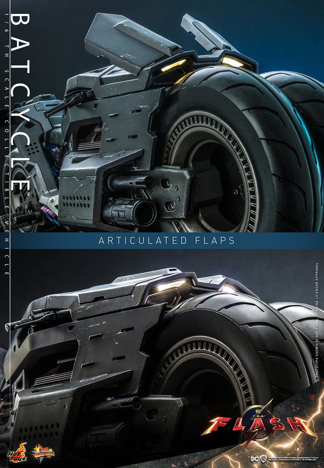 Hot Toys 1/6th Scale Collectible DC Comics The Flash Movie Batcycle Figure for Enthusiasts