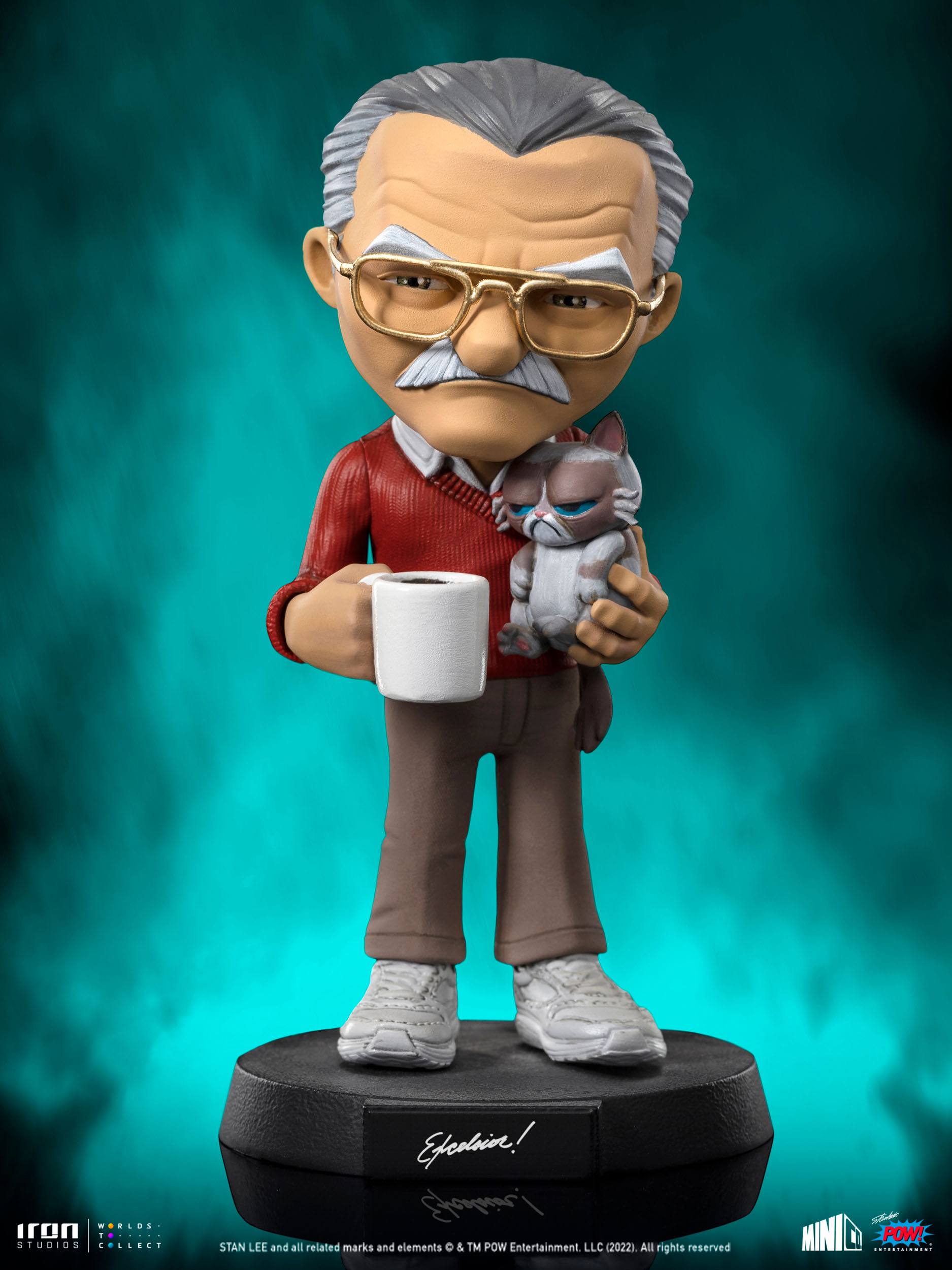 Iron Studios POW! Entertainment MiniCo Collectible Statue Featuring Stan Lee with Grumpy Cat