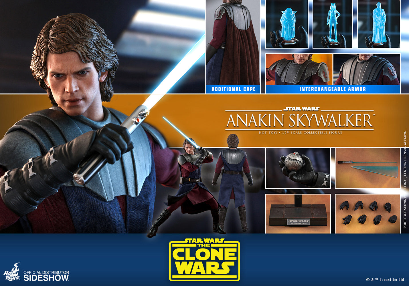 Hot Toys 1/6 Scale Star Wars The Clone Wars Anakin Skywalker Action Figure