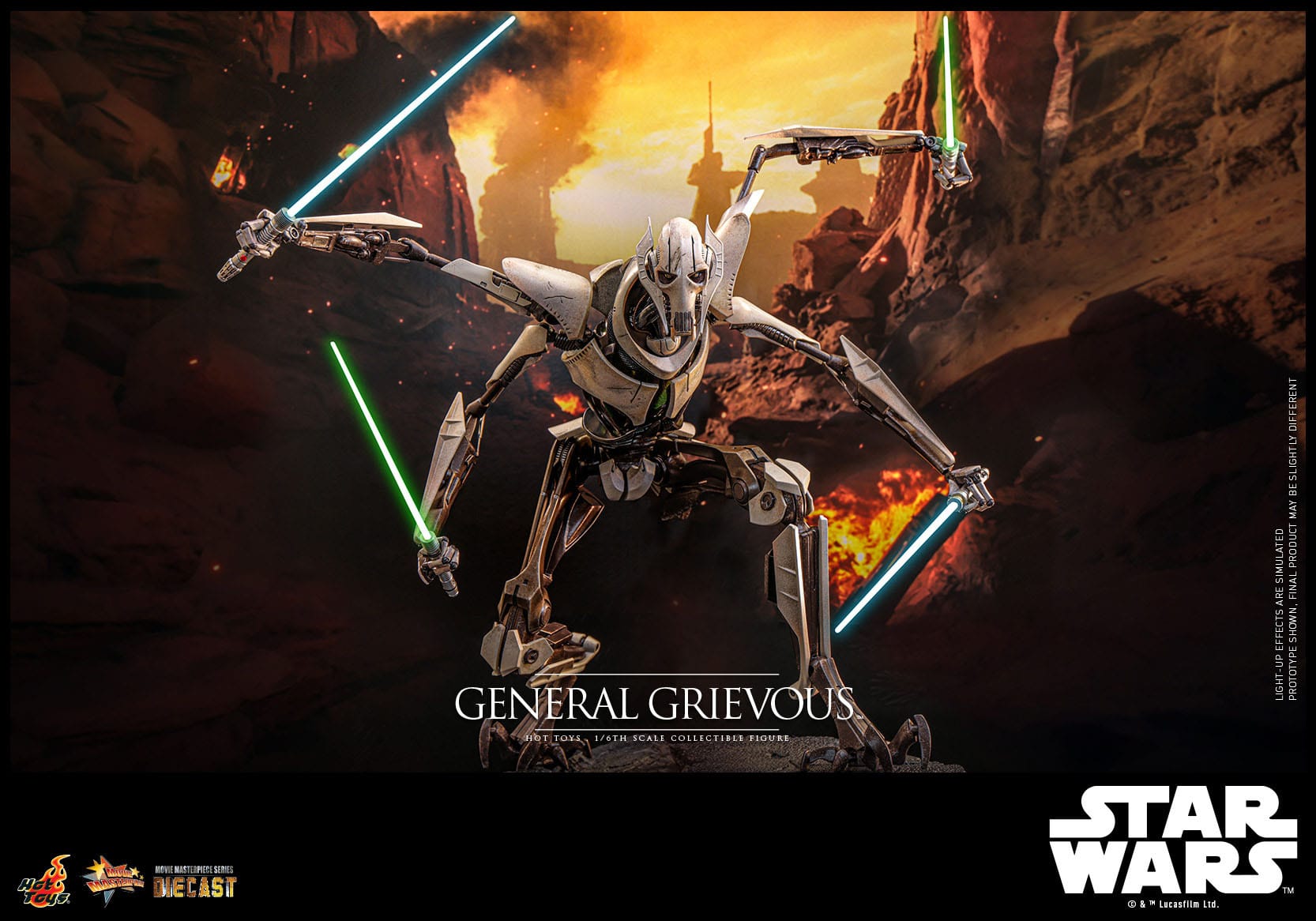 Hot Toys Highly Detailed 1/6th Scale Collectible Figure of General Grievous from Star Wars: Revenge of the Sith